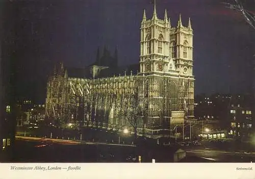 Postcard UK England Westminster abbey floodlit