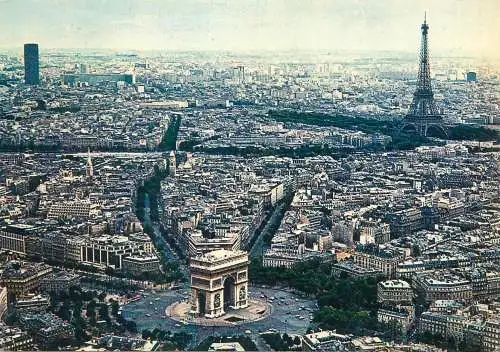 Postcard France Paris aerial view 1980