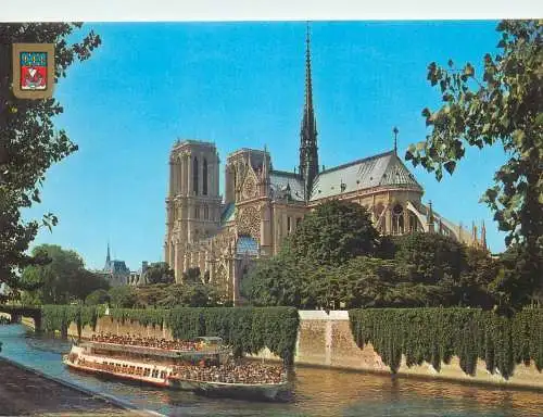 Postcard France Paris Notre Dame cruise ship 1982