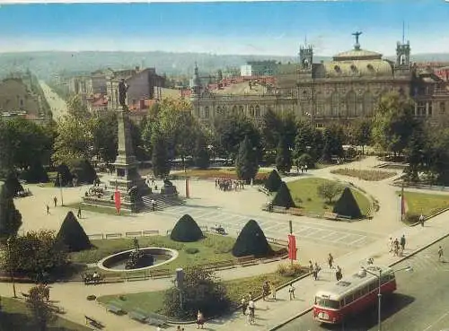 Postcard Bulgaria Pyce Rousse liberty monument and national theatre