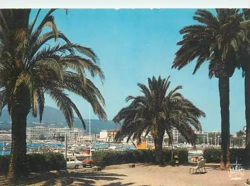 Postcard France Cote d'Azur Sainte Maxime sur Mer la place des palmiers 1973