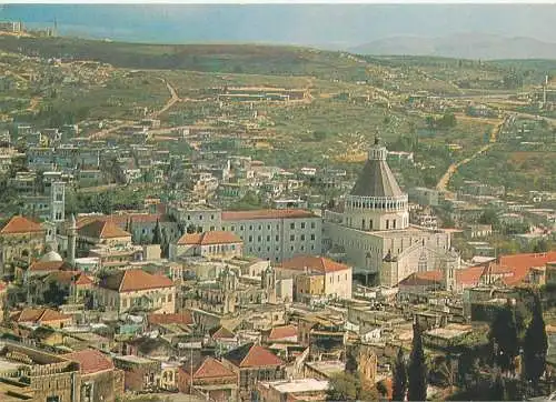 Postcard Israel Nazareth the church of the annunciation aerial 1980