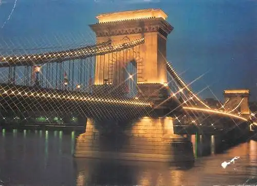 Postcard Hungary Budapest chain bridge 1983