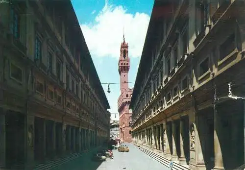 Postcard Italy Florence offices square and tower 1968