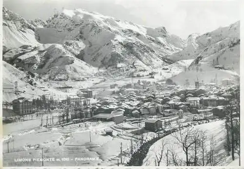Postcard Italy Limone Piemonte panorama winter scenery