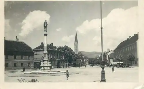Postcard Croatia Zagreb square statue monument
