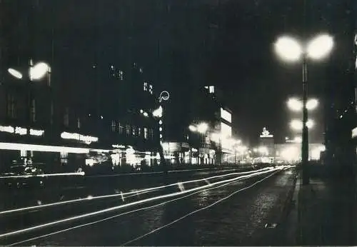 Postcard Poland Katowice Warsaw Street nocturnal aspect