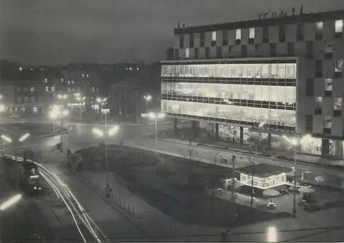 Postcard Poland Katowice square nocturnal view