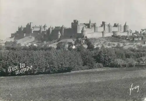 Post card France Carcassonne medieval city typical architecture