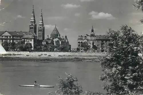 Postcard Hungary Tisza riverbank view