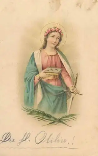 Religious Fine Arts Postcard Die Heilige Olivia
