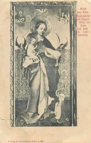 Religious Fine Arts Postcard Marienbild am Flugel Altar im Dom Gruss aus Koln