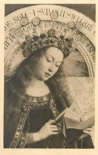 Religious Fine Arts Postcard the Blessed Virgin detail Hubert & Jan van Eyck painting
