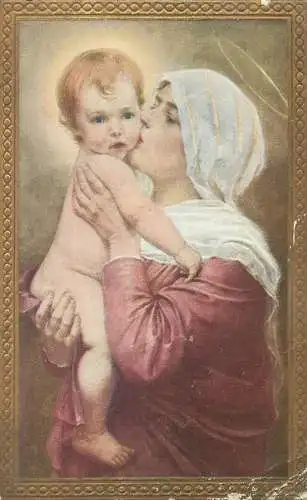 Religious Fine Arts Embossed Postcard Madonna with the child