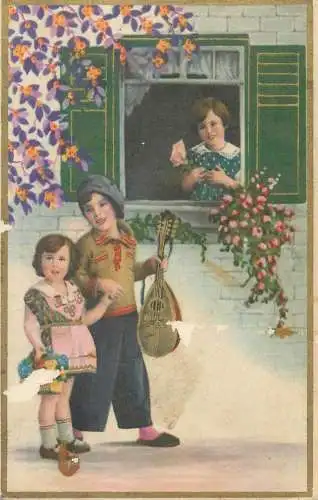 Postcard folk typical costumes ethnic children types