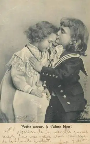 Postcard sister love young girls children types