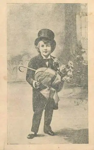 Postcard fancy top hat elegant costume gentleman children children types