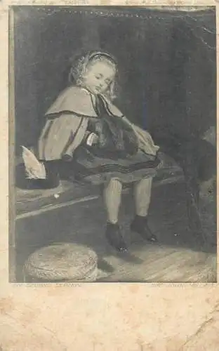 Fine Arts Postcard children types My second sermon Sir John Millais painting