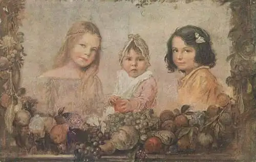 fine arts Postcard Our children Kaulbach pinx