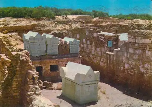 Postcard Lebanon Tyr Sour the roman sarcophagus at Necropole Bass 1972