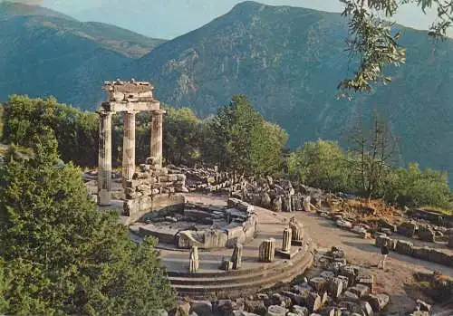 Postcard Greece Delphi Athena Pronaea temple ruins