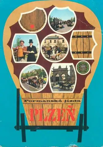 Postcard Czech Republic Plzeň historicka formanska jizda 1979