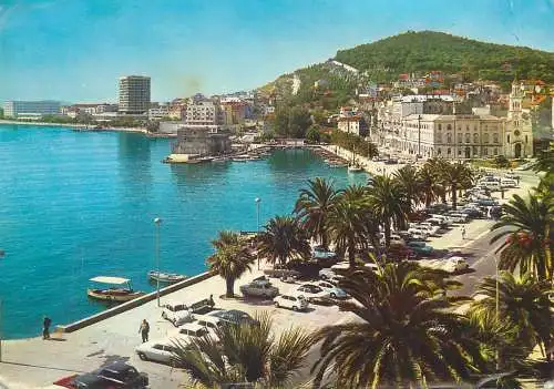 Postcard Croatia Split coast scene 1972