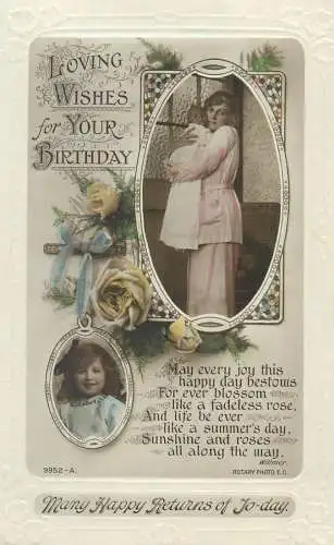 Loving wishes for your Birthday embossed Postcard