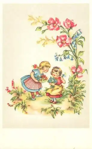 illustration Postcard ethnic types folk traditional costumes mother and daughter image