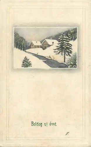 Happy New Year Post card winter day