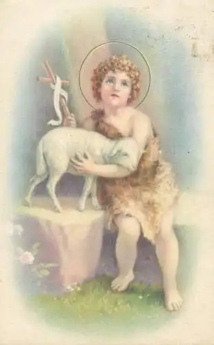 Postcard the Good Shepherd with wounded lamb