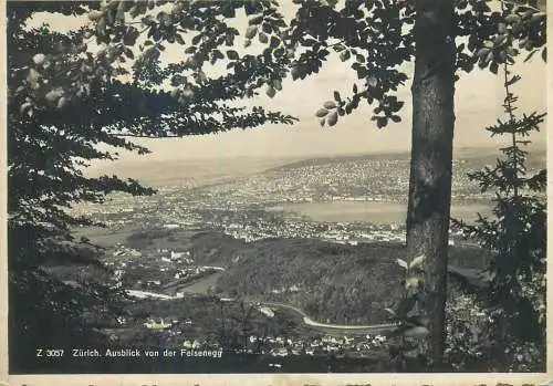 Postcard Switzerland Zurich Ausblick von der Felsenegg