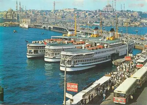 Postcard Turkey Galata bridge Istanbul Bosfor 1987