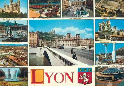 Postcard France Lyon multi view
