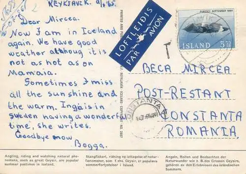 Postcard Iceland multi view 1965