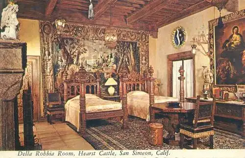 Postcard USA CA San Simeon Della Robbia room Hearst castle