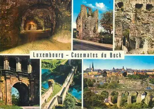 Postcard Luxembourg Casemates du Bock multi view ruins 1966