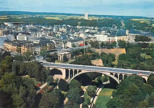 Postcard Luxembourg aerial view Pont Adolphe Roosevelt boulevard