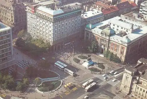 Postcard Serbia Belgrade aerial view of square 1990