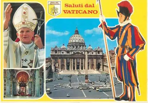 Postcard Italy Vaticano multi view Pope San Pietro