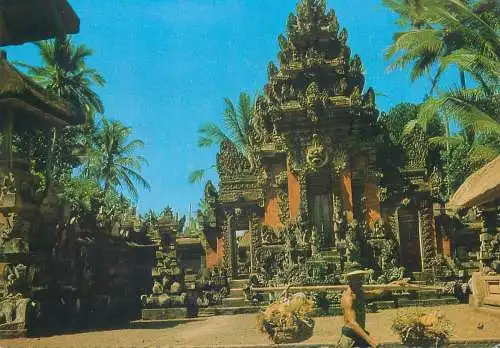 Postcard Indonseia Bali Peliatan temple 1978