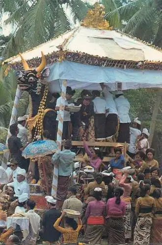 Postcard Indonseia Ngaben cremation ceremony pilgrimage