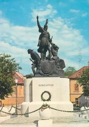 Postcard Hungary Eger Dobo Istvan's monument 1967