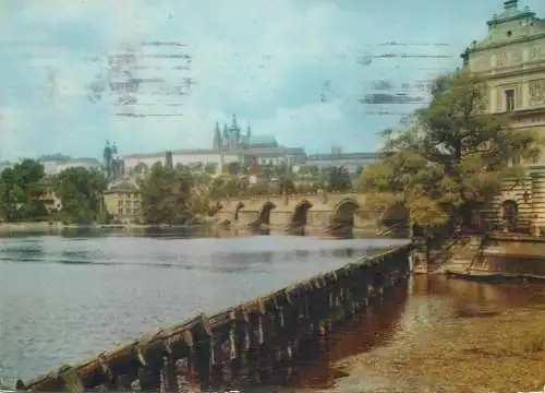 Postcard Czech Republic Prague castle and Smetana Museum 1964