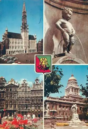 Postcard Belgium Bruxelles multi view 1967