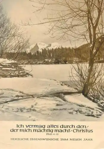Postcard Germany New Year scene snow religious quote