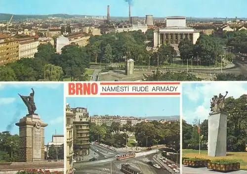 Postcard Czech Republic Brno red army square multi view