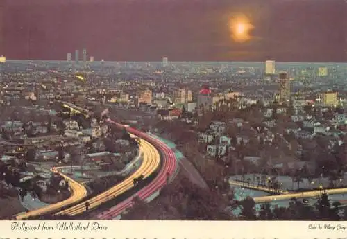 Postcard USA CA Los Angeles Hollywood from Mulholland Drive