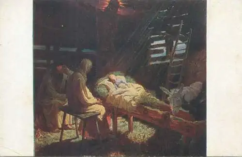 Religious fine art vintage postcard Traum des Jesukindes J.M. Krzesz painting