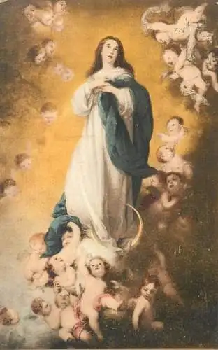 Religious fine art vintage postcard Immaculate Conception Murillo painting